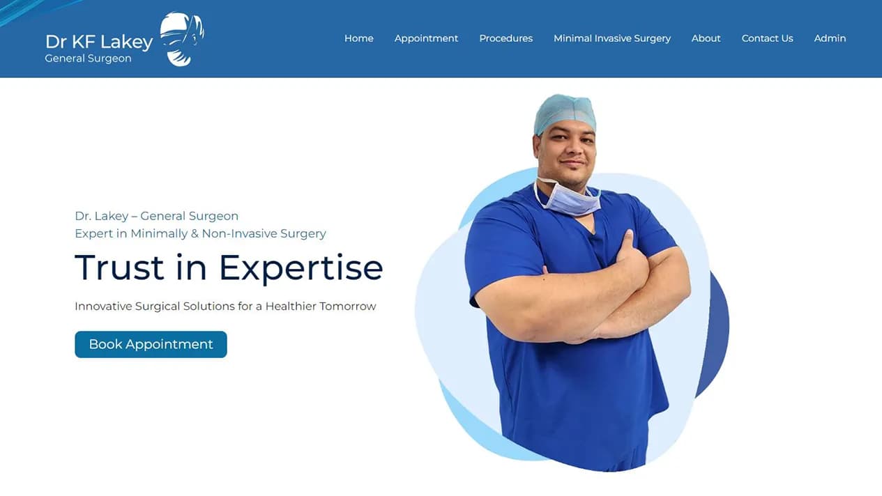 Dr. Lakey general surgeon website designed and developed by Enrom